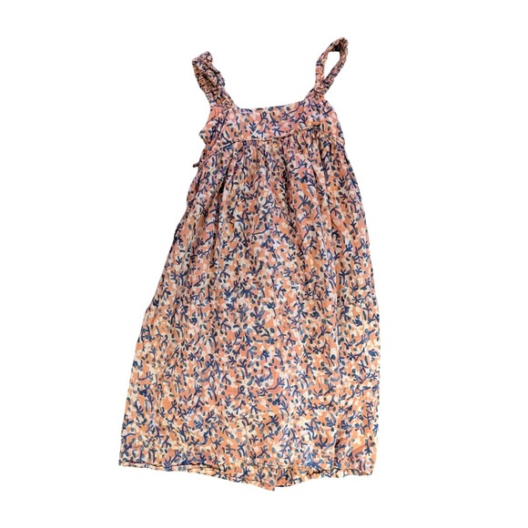 MIRTH Women's Newport Cotton Floral Block Print Mini Dress Coral Ruffle- Size S - Picture 3 of 7